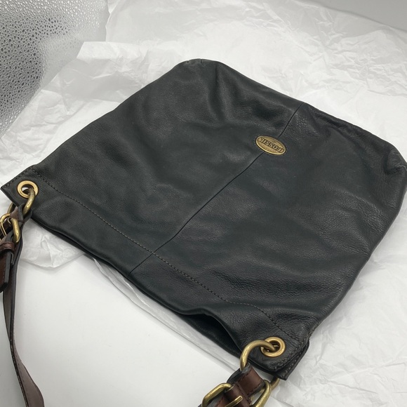 Fossil Black and Brown Crossbody Bag with Gold Hardware - Picture 2 of 7
